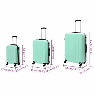 Kufr se zámkem 3 pcs Mentolově zelená 50 x 31 x 78 cm ABS plast - obrázek 12