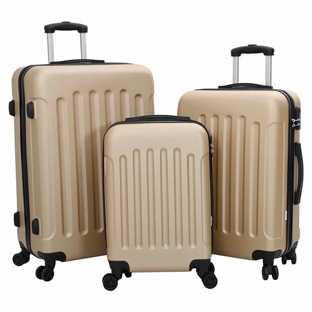 vidaXL Koffer Set 3 Teile Hartschale in Champagne – 20'', 24'' und 28'' aus ABS.