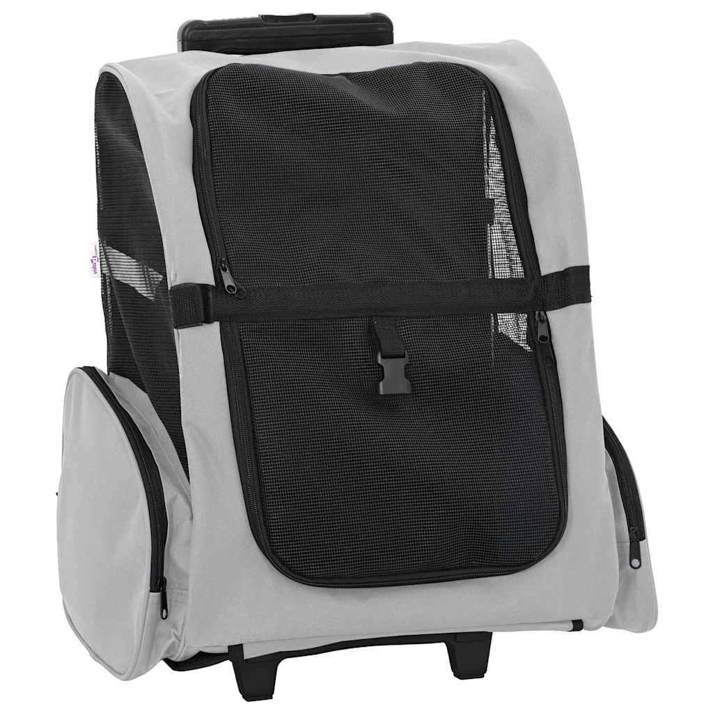 vidaXL Vozík pro domácí mazlíčky 3 v 1 šedý 48 x 32 x (57-106) cm oxfordská látka