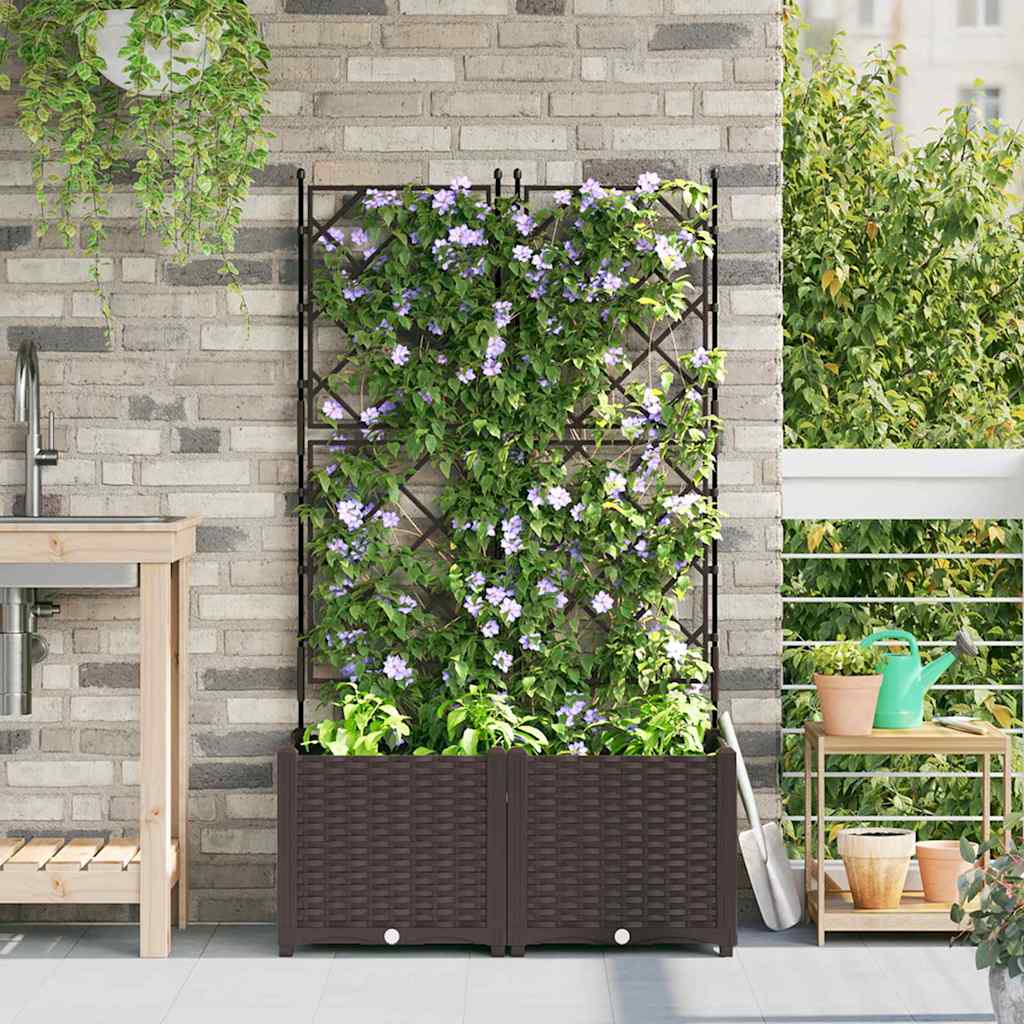 Aia alus trellisega 2 tk Pruun 80x40x143 cm
