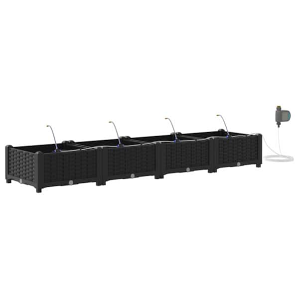 vidaXL Aia istutuspot 4 tk Must 160 x 40 x 22 cm PP