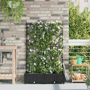 Vrtni lonček 2 pcs Črna Jeklo