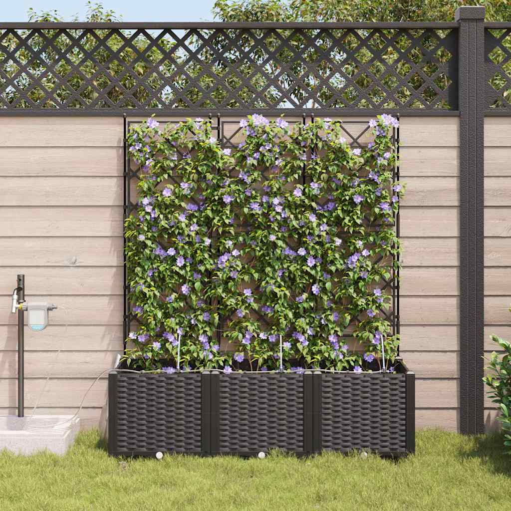 Thumbnail - vidaXL Gartenpflanzer Schwarz 120 x 40 x 142 cm Stahl