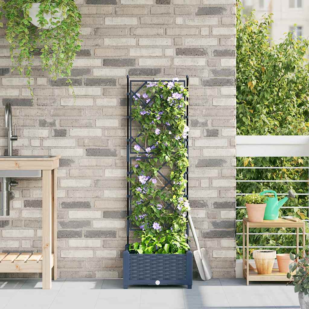 Haveplantekasse med Trellis Grå 40x40x125,5 cm