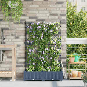 Zahradní pěstebník 2 pcs Šedá 80 x 40 x 125,5 cm Ocel - obrázek 1