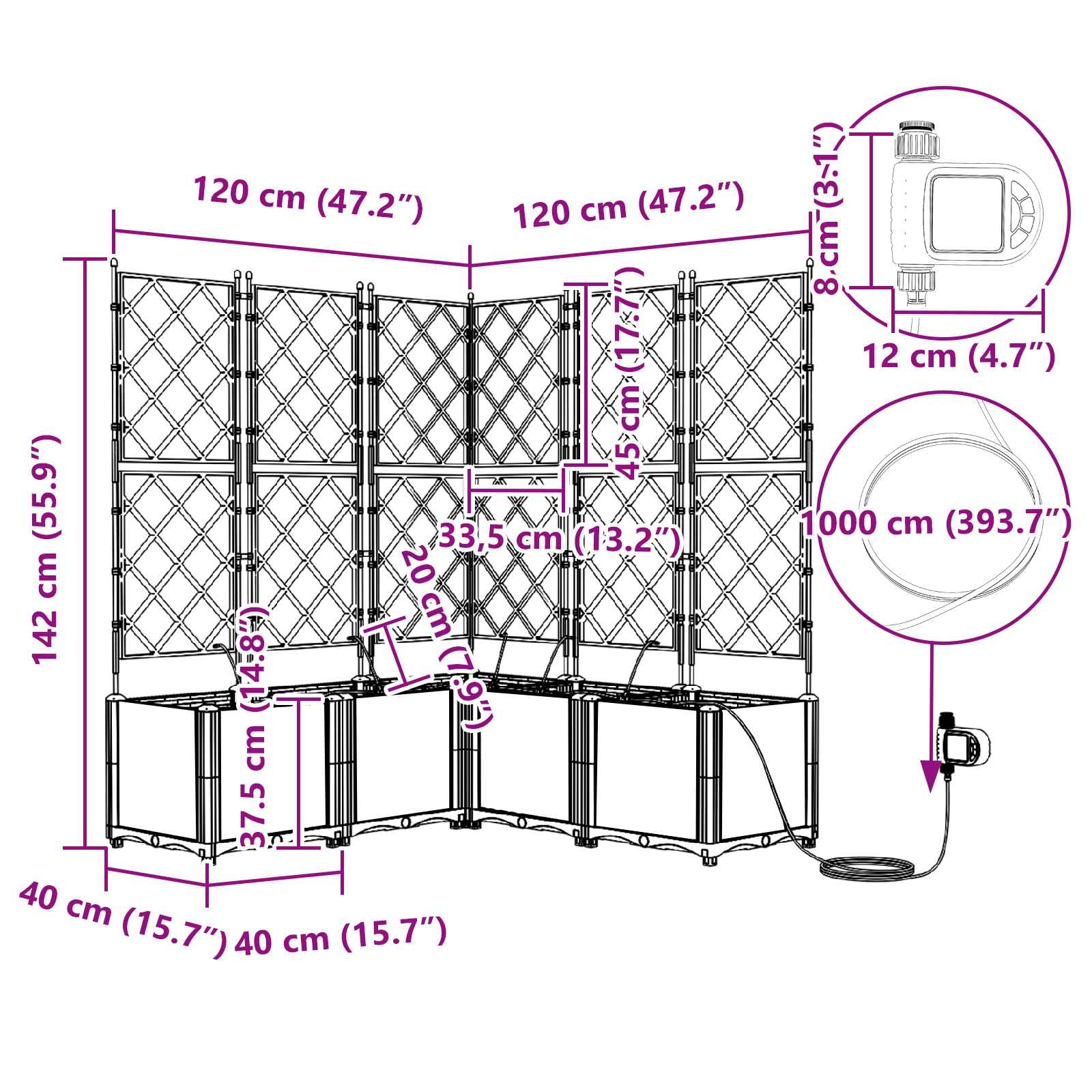 Aianduk trellisega 2 pcs Hall 80 x 40 x 143 cm PP - Image 8