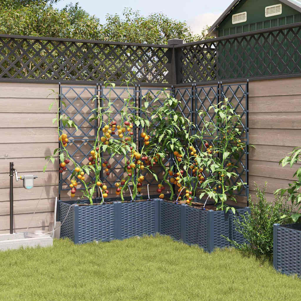 vidaXL Gartenpflanzer mit Gitter 3 pcs Grau 120 x 40 x 125,5 cm PP