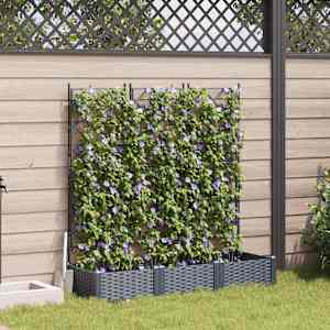 Vrtni lonček 3 pcs Siva 120 x 40 x 125,5 cm Plastika