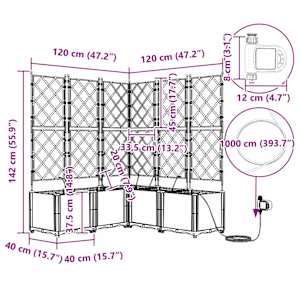 Zahradní pěstebník 3 pcs Šedá 80 x 80 x 143 cm Ocel - obrázek 8
