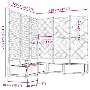 Zahradní pěstebník 5 ks Šedá 120 x 120 x 125,5 cm PP - obrázek 8