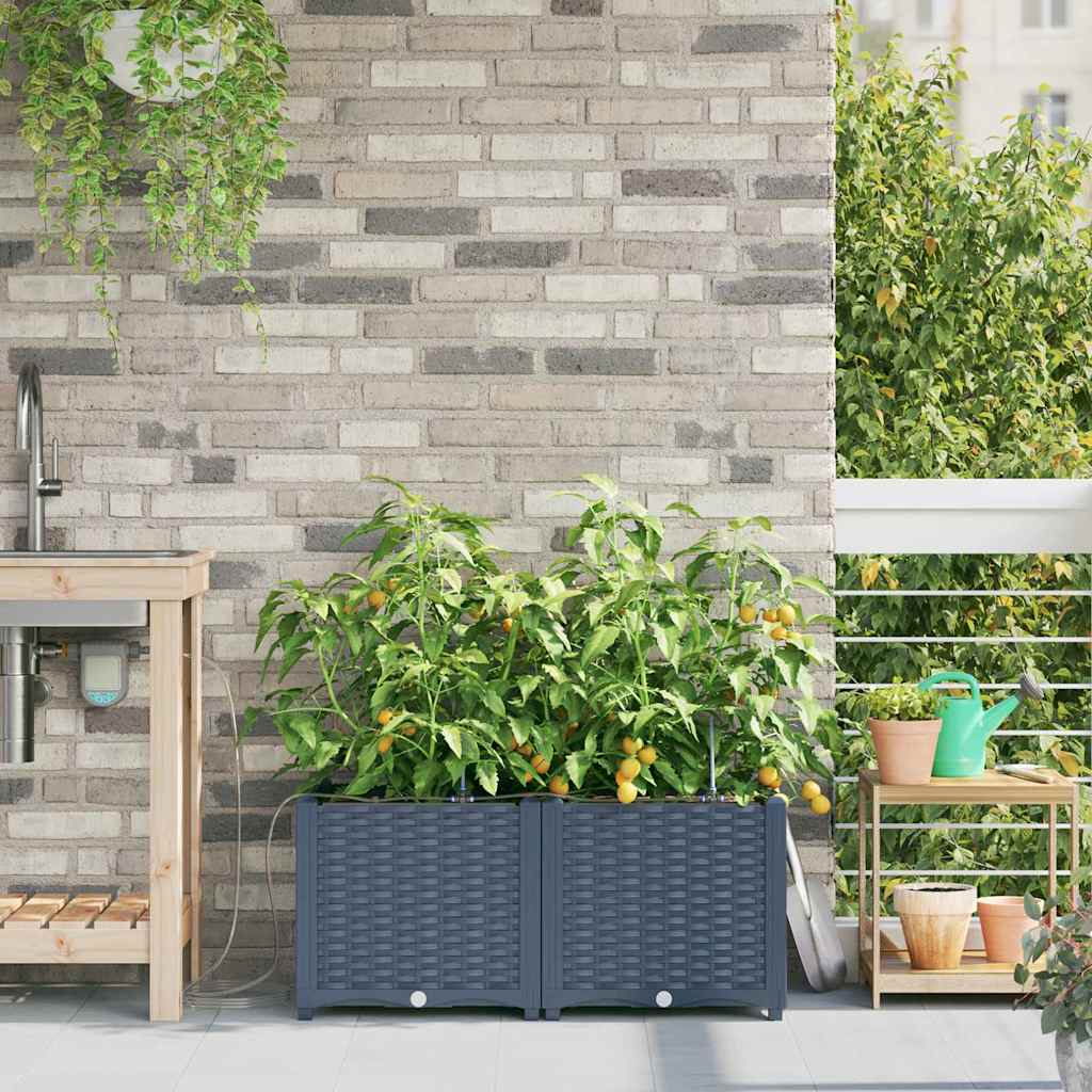 Tuinfafiers 1 stuk Basketweave met opslag Grijs 40 x 40 x 126cm Kunststof