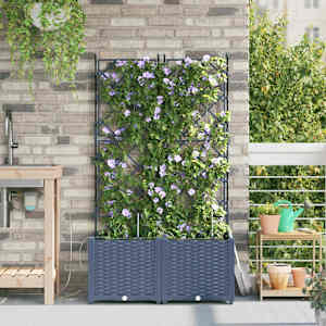 Vrtni lonček 2 pcs Siva 80 x 40 x 142 cm Plastika