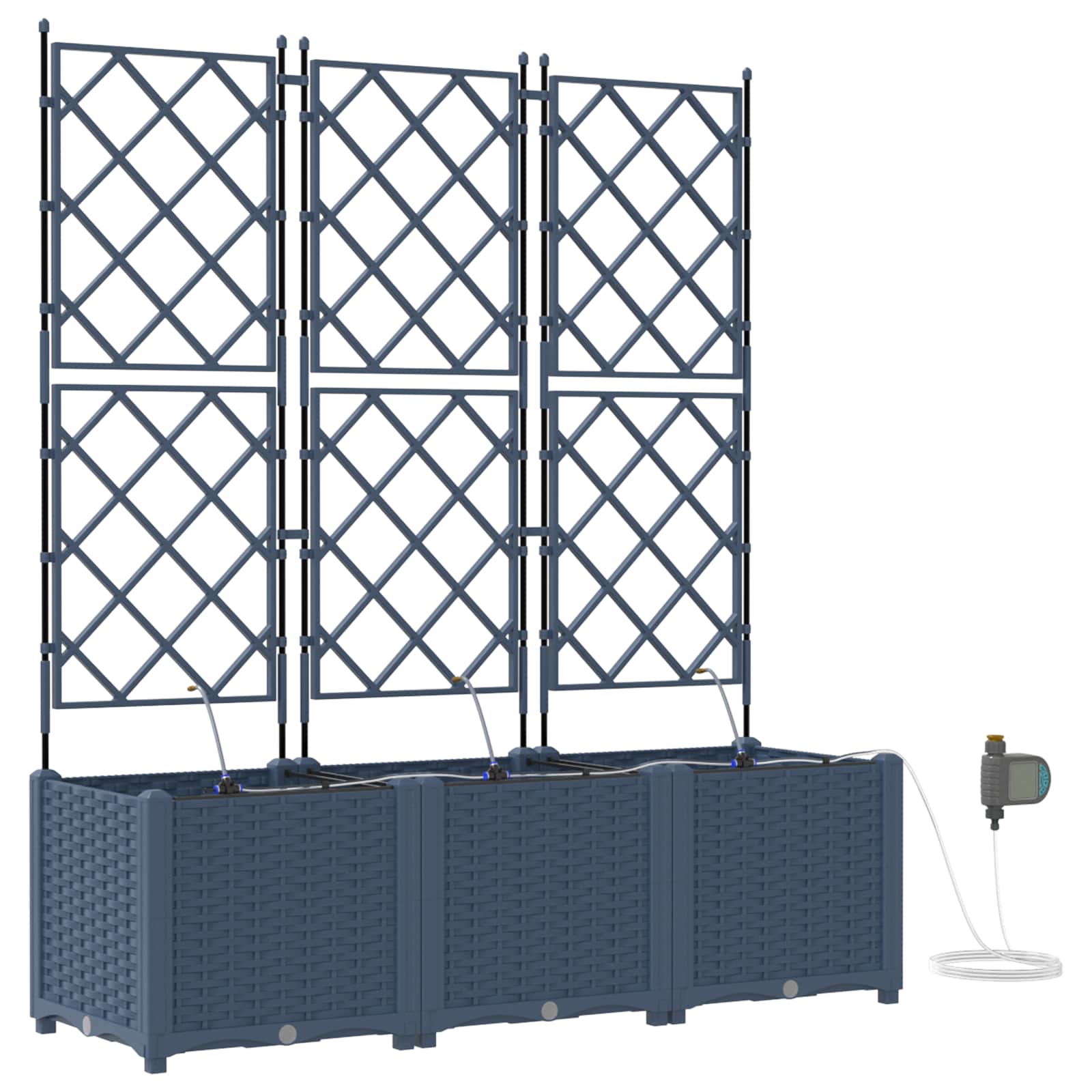 vidaXL Vază pentru Grădină 3 pcs Gri 120 x 40 x 142 cm Plastic