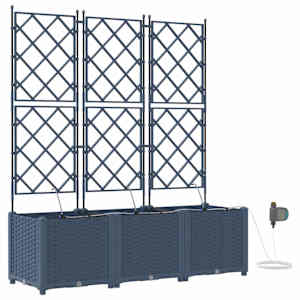 Zahradní pěstebník 3 pcs Šedý 120 x 40 x 142 cm Plast - obrázek 1