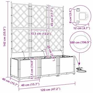 Zahradní pěstebník 3 pcs Šedý 120 x 40 x 142 cm Plast - obrázek 6
