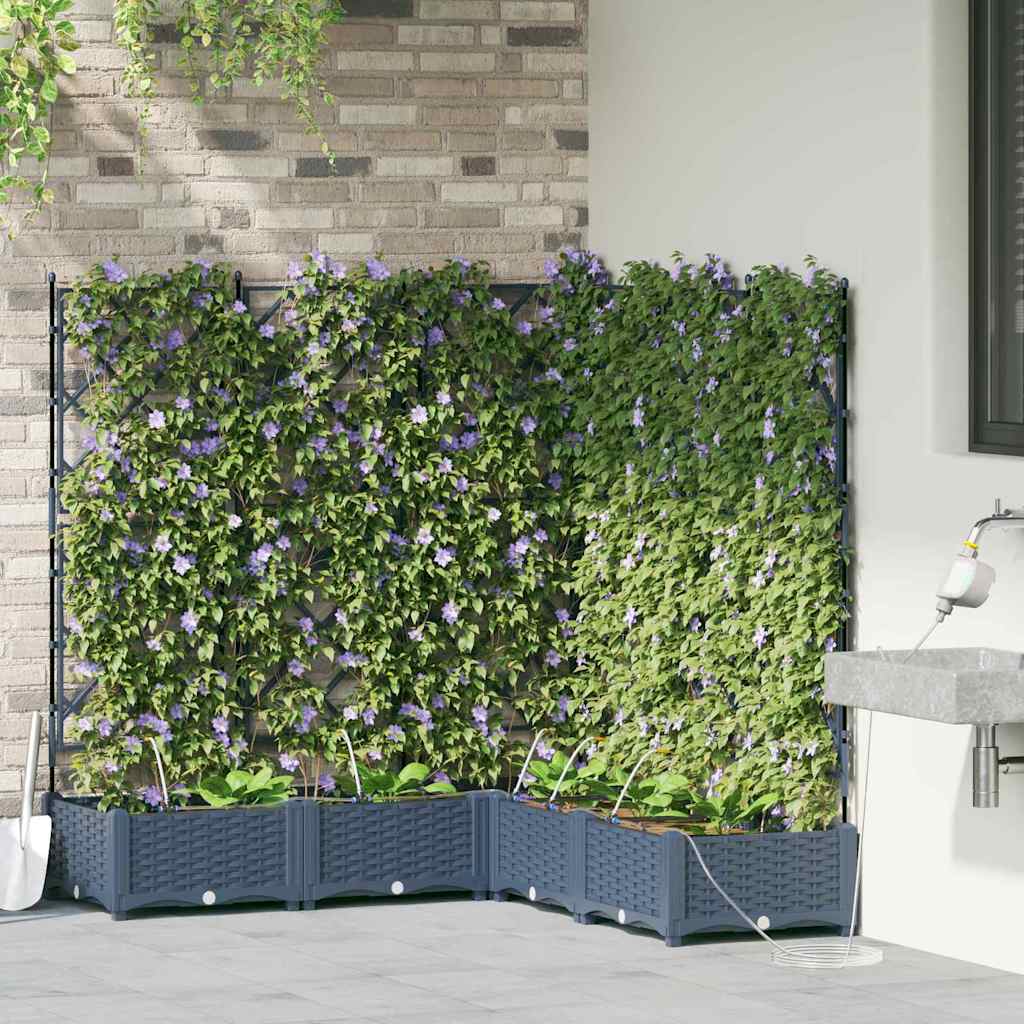 Thumbnail - vidaXL Gartenpflanzer Grau 120 x 120 x 126 cm Stahl
