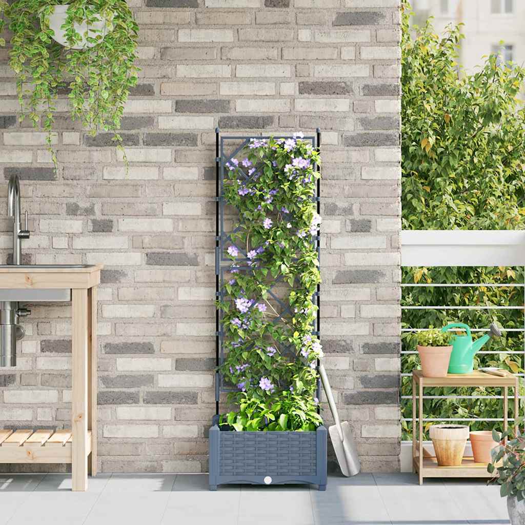 Haveplantekasse med trellis Lys grå 40x40x125.5 cm