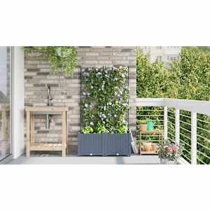 Zahradní pěstebník 2 ks Světle šedá 80 x 40 x 143 cm PP - obrázek 4