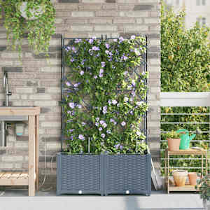 Zahradní pěstebník 2 pcs Světle šedá 80 x 40 x 142 cm Plast - obrázek 3