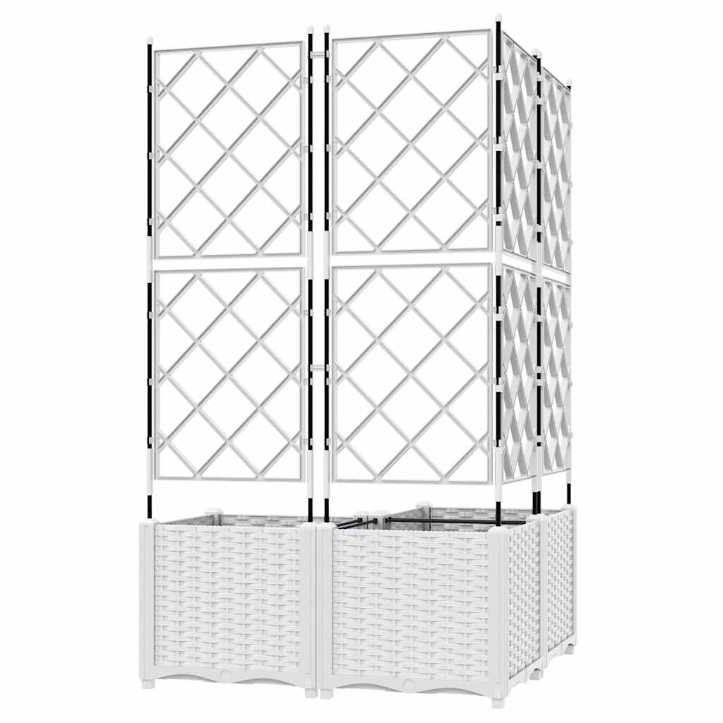 Градинска саксия 3 бр. Бяло 80 x 80 x 143 см ПП — изображение 4