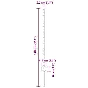 Zabudovaný plotový sloupek 5 ks Šedá 140 cm - obrázek 8