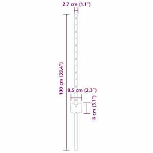 Zabudovaný plotový sloupek 5 ks Stříbrná 100 cm - obrázek 7