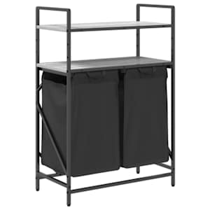 vidaXL pesukorv 2 sektsiooniga riiulitega, hall Sonoma tamm