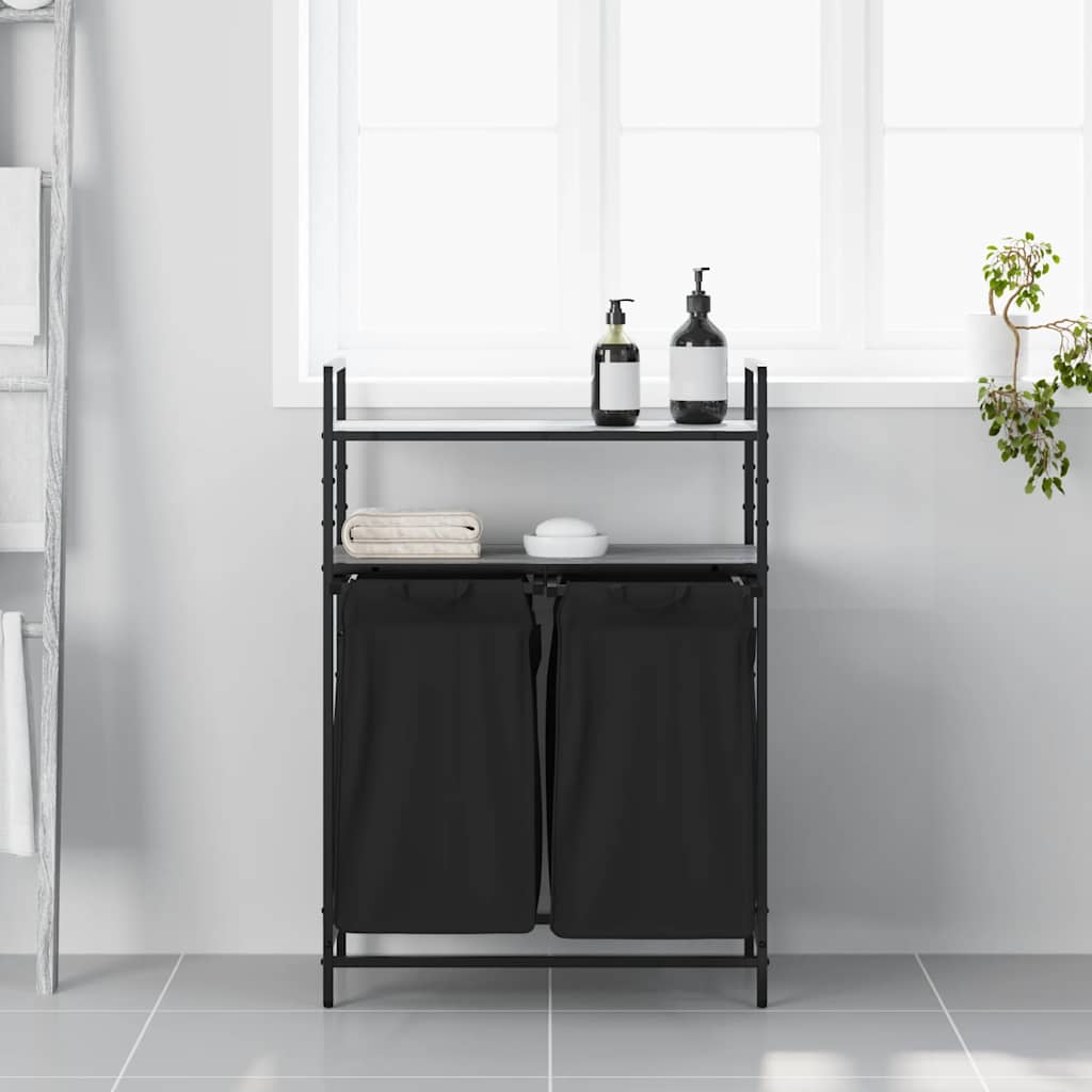 vidaXL Wasmand 2 vakken met planken grijs sonoma eiken
