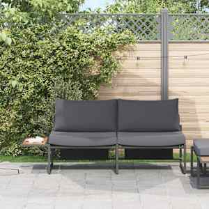 Zahradní sofa s polštářem Antracit 200,5 x 70 x 85,5 cm Ocel - obrázek 1