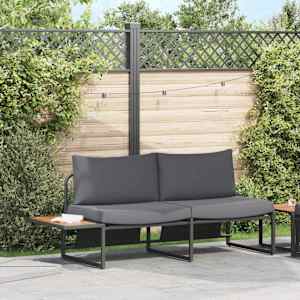 Zahradní sofa s polštářem Antracit 200,5 x 70 x 85,5 cm Ocel - obrázek 4