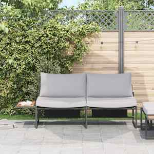 Vrtni kavč z blazino Svetlo siva 200,5 x 70 x 85,5 cm Jeklo