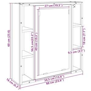Zrcadlová skříň Sonoma dub 60 x 16 x 60 cm kompozitní dřevo - obrázek 13