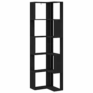 vidaXL Raamatukapp 5 tasandit 50 x 50 x 179 cm Must tamm
