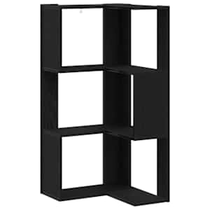 vidaXL Raamatukapp 3 tasandit 50 x 50 x 102 cm Must tamm