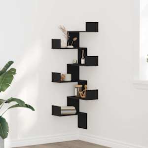 Polica za vogal na steni Črna Orehovina 45 x 45 x 147 cm