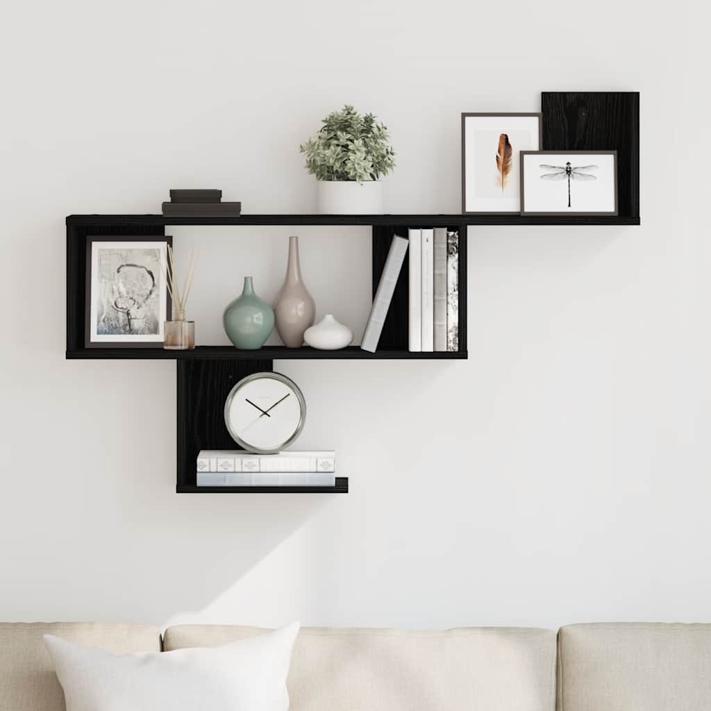 Thumbnail - vidaXL Wandregal Schwarz Eichen-Optik 100x15x70 cm Holzwerkstoff