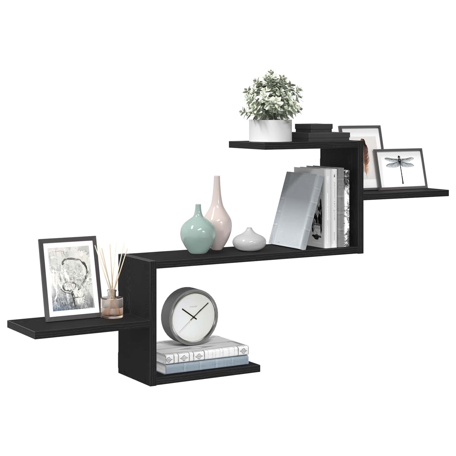 vidaXL Wandplank Zwart Eiken 104x15x49 cm Bewerkt Hout, foto 2
