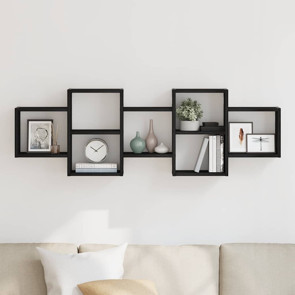 Thumbnail - vidaXL Wandregal Schwarz Eichen-Optik 129x18x42 cm Holzwerkstoff