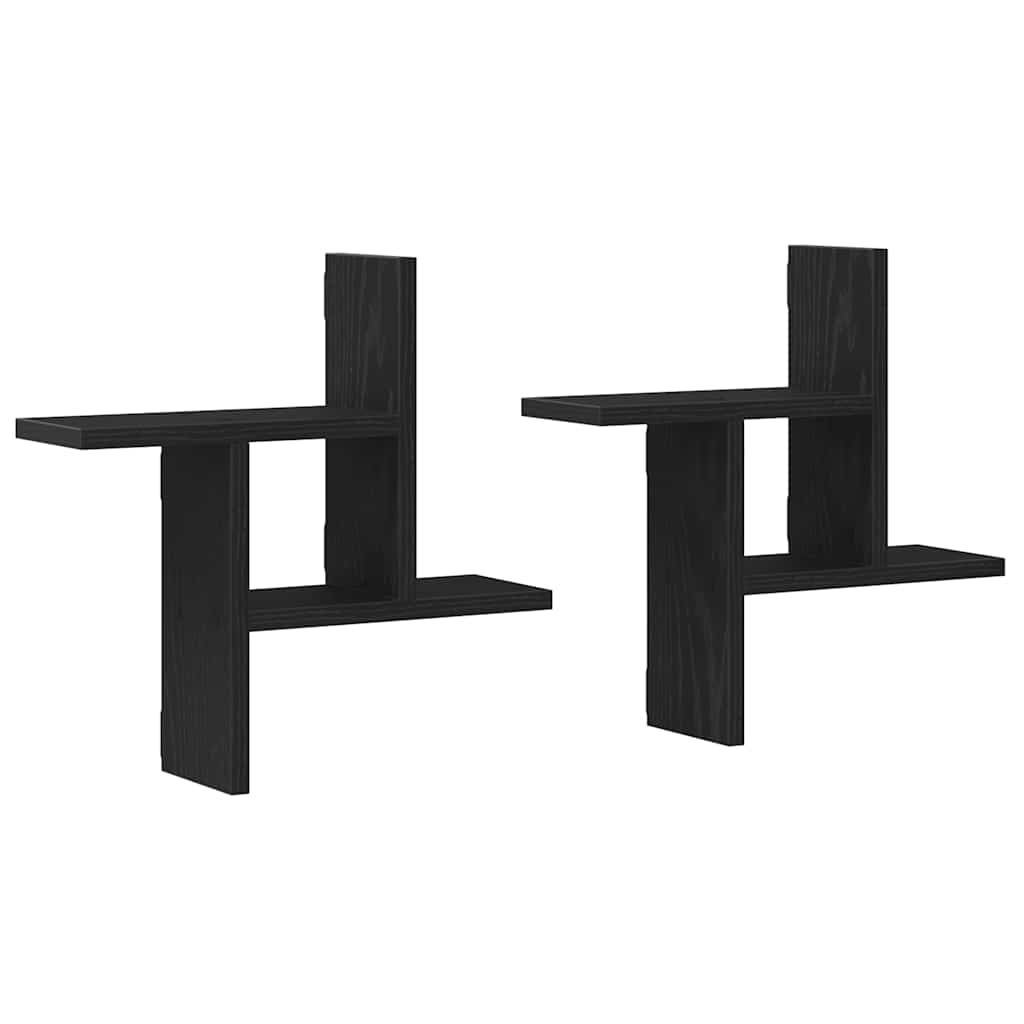 Thumbnail - vidaXL Wandregale 2 Stk. Schwarz Eichen-Optik 38x12x38cm Holzwerkstoff