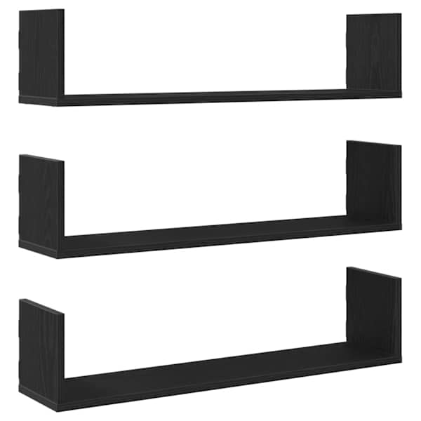vidaXL seinariiulid 3 tk, must tamm, 80 x 18 x 18 cm, t&ouml;&ouml;deldud puit