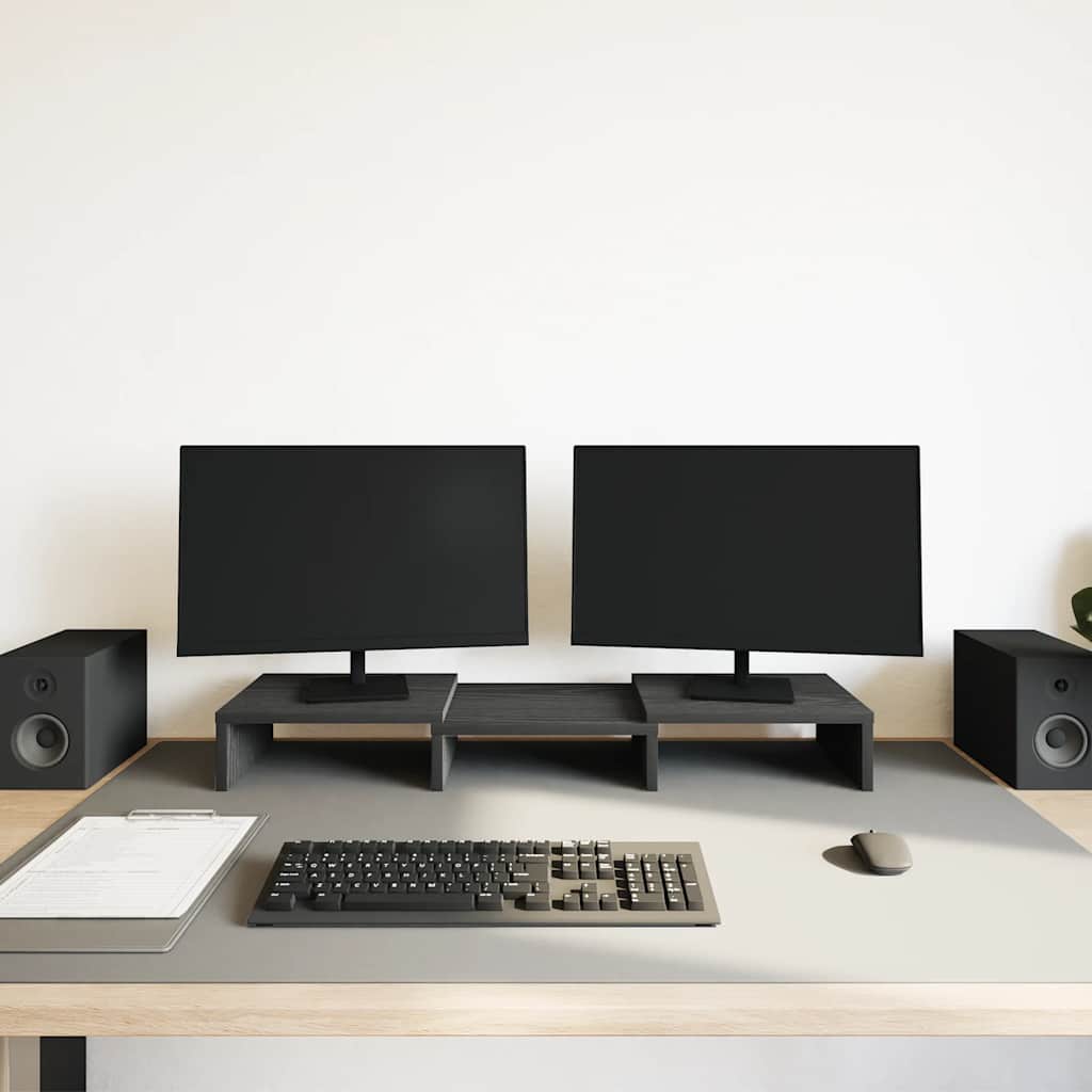 vidaXL fekete tölgy szerelt fa állítható monitorállvány 60x24x10,5 cm