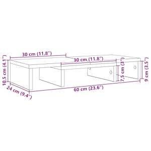 Nastavitelný stojan na monitor, černý dub 60 x 24 x 10,5 cm, konstrukční dřevo - obrázek 11