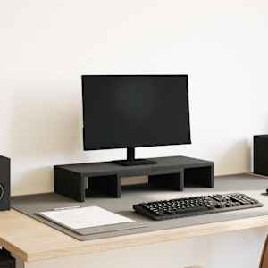 Stojalo za monitor nastavljivo črna hrast 60x24x10,5cm inž. les