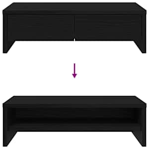 Stojan na monitor se zásuvkami černý dub 50 x 27 x 15 cm, konstrukční dřevo - obrázek 9