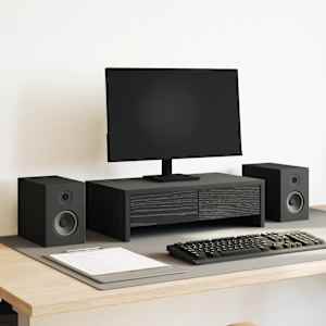 Stojan na monitor se zásuvkami černý dub 50 x 27 x 15 cm, konstrukční dřevo - obrázek 1