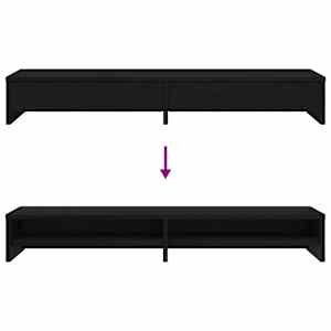Stojan na monitor se zásuvkami černý dub 100 x 27 x 15 cm, konstrukční dřevo - obrázek 9