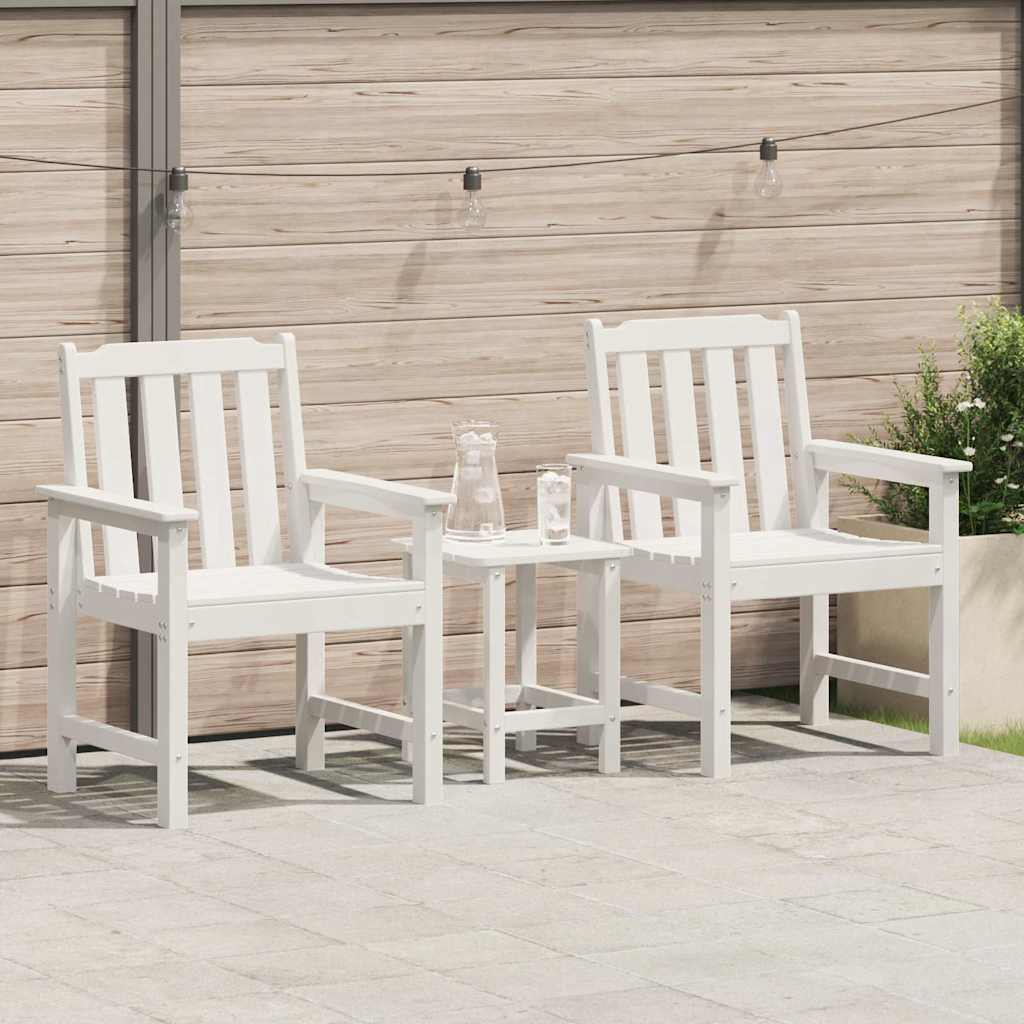 Градински Dining Chairs 2 бр Бял HDPE