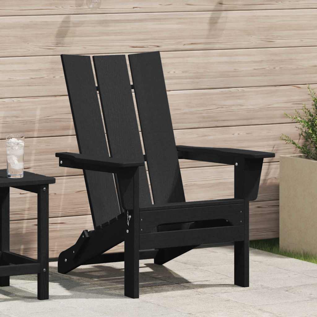 Сгъваем Adirondack стол Черен 74.5x80.5x90 см HDPE