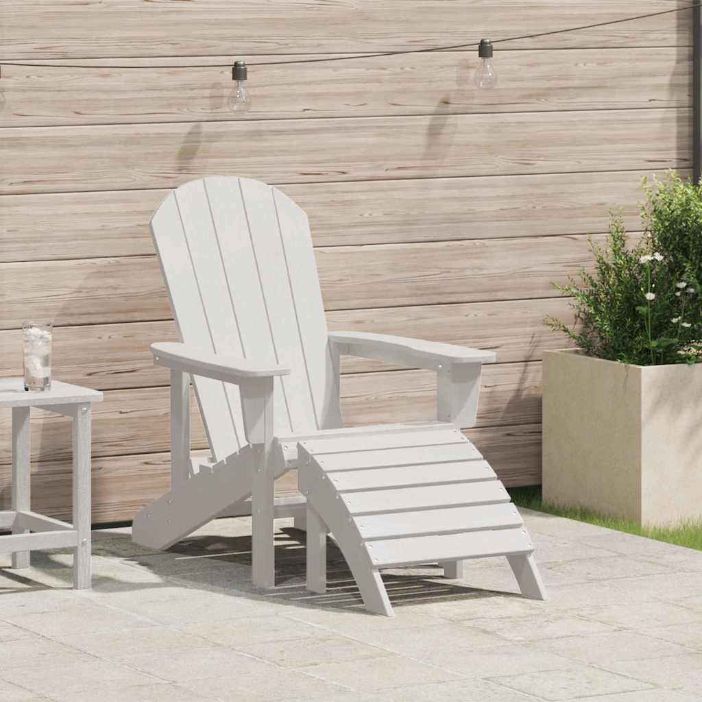 Стол Adirondack с подложка за крака Бял HDPE