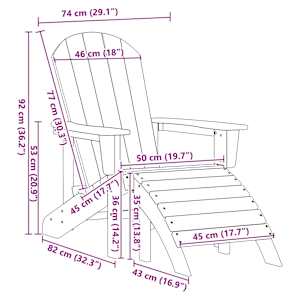 Adirondack židle Bílá 82 x 74 x 92 cm HDPE - obrázek 11